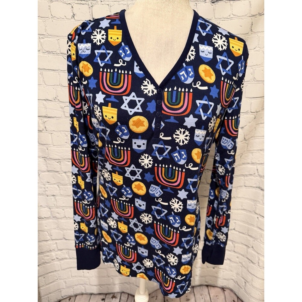 Little Sleepies Henley pajama top in the "Hanukkah Sweets" print Soft Bamboo S
